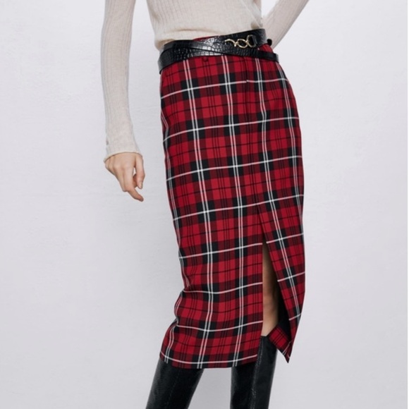 🦋 Bloggers Favorite 🦋  Zara Plaid Pencil Skirt Size M - Picture 14 of 15